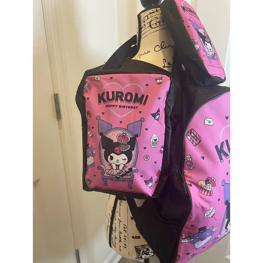 Sanrio Kuromi 3 Pieces  laptop backpack set crossbody bag/pencil bag kawaii Core
